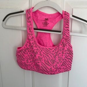 Girls pink cheetah sports bra from Justice size 28